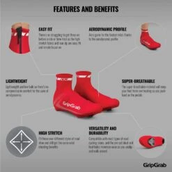 GripGrab RaceAero Leichter Lycra Überschuhe - Red -Gripgrab gripgrab raceaero lightweight lycra shoe covers red 13 1200692