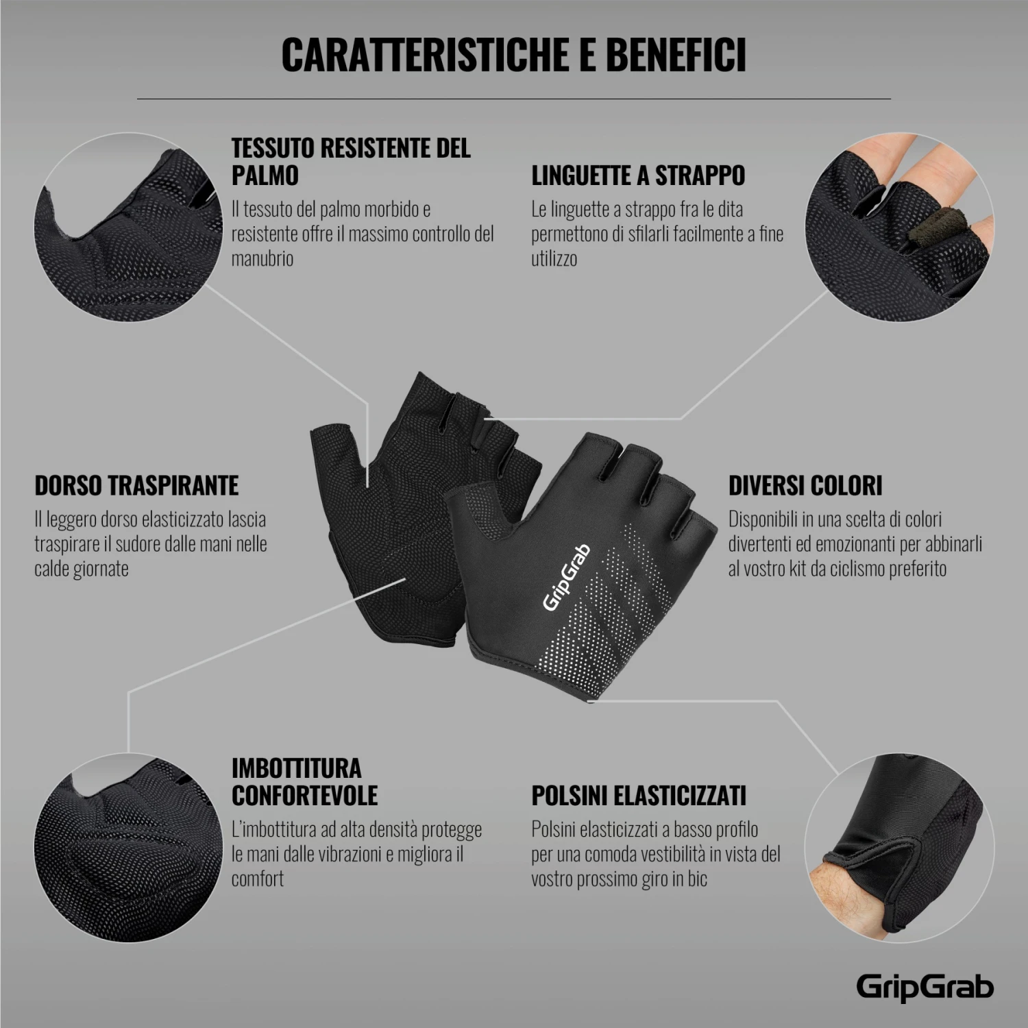 GripGrab Ride Leichte Gepolsterte Kurzfinger Handschuhe - Black 13 GripGrab Ride Leichte Gepolsterte Kurzfinger Handschuhe - Black – Bild 11