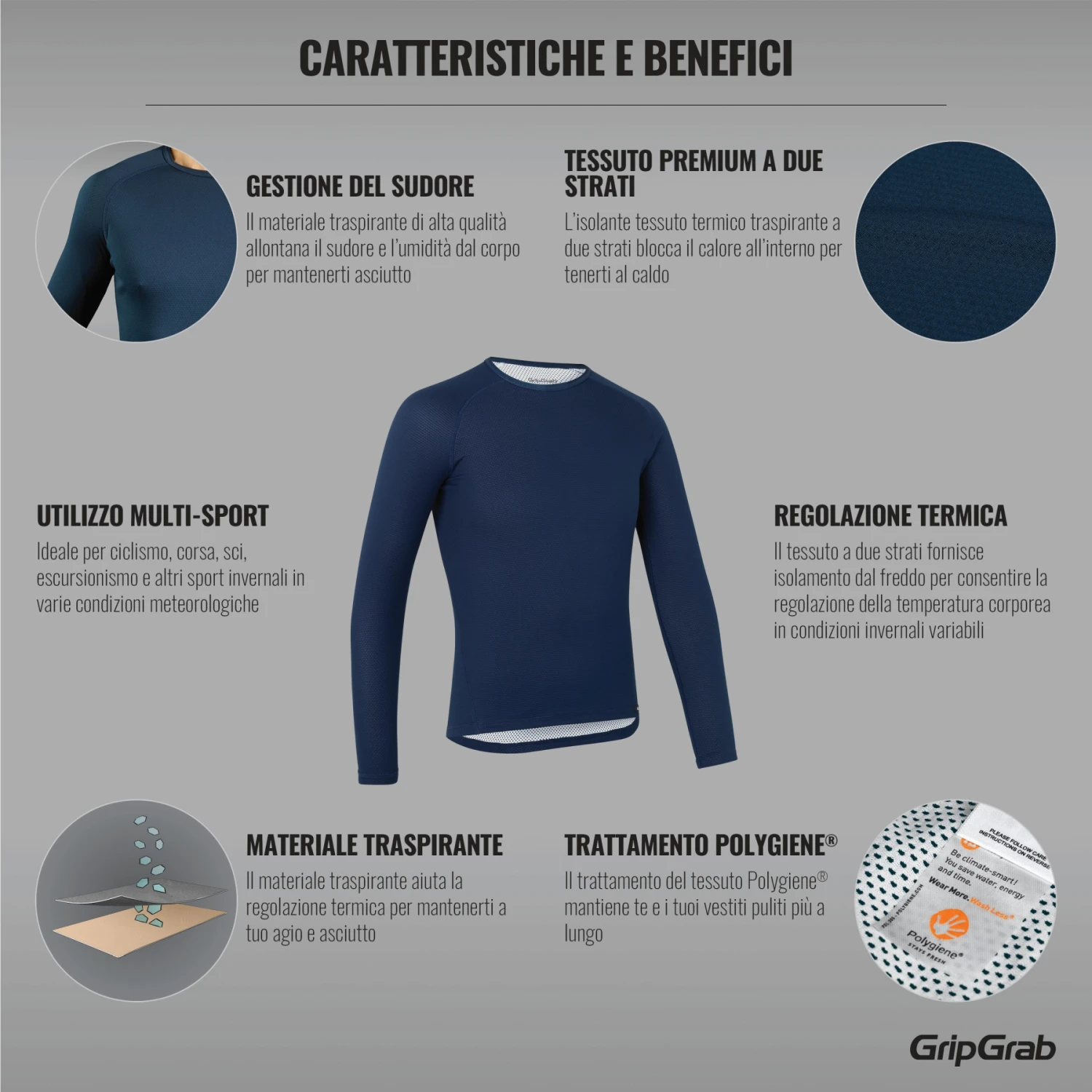 GripGrab Ride Thermal Langärmeliges Unterhemd - Navy Blue 8 GripGrab Ride Thermal Langärmeliges Unterhemd - Navy Blue – Bild 6