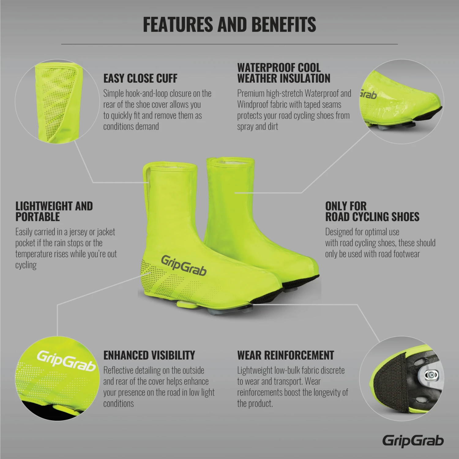 GripGrab Ride Wasserdichter Hi-Vis Überschuh - Yellow Hi-Vis 5 GripGrab Ride Wasserdichter Hi-Vis Überschuh - Yellow Hi-Vis – Bild 3