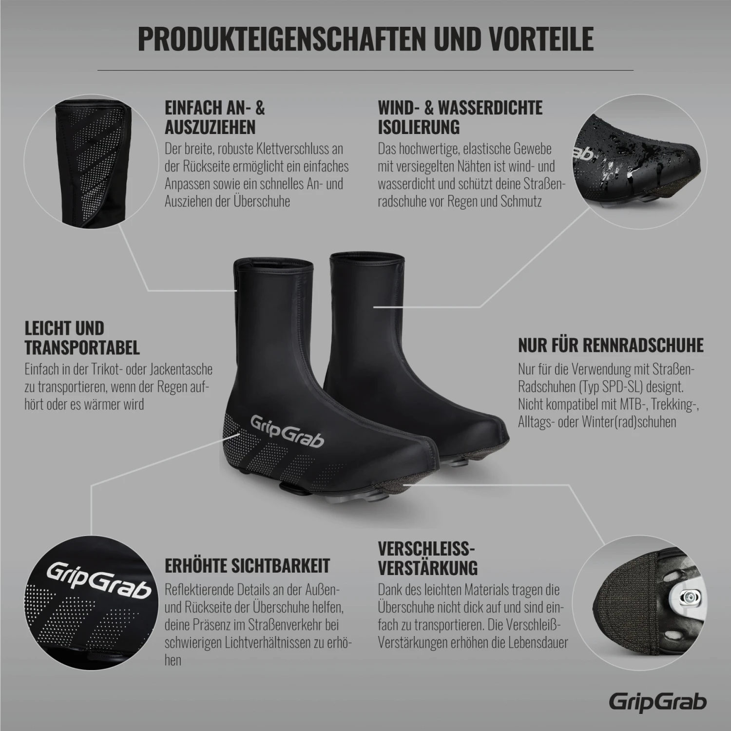 GripGrab Ride Wasserdichter Überschuhe - Black 6 GripGrab Ride Wasserdichter Überschuhe - Black – Bild 4