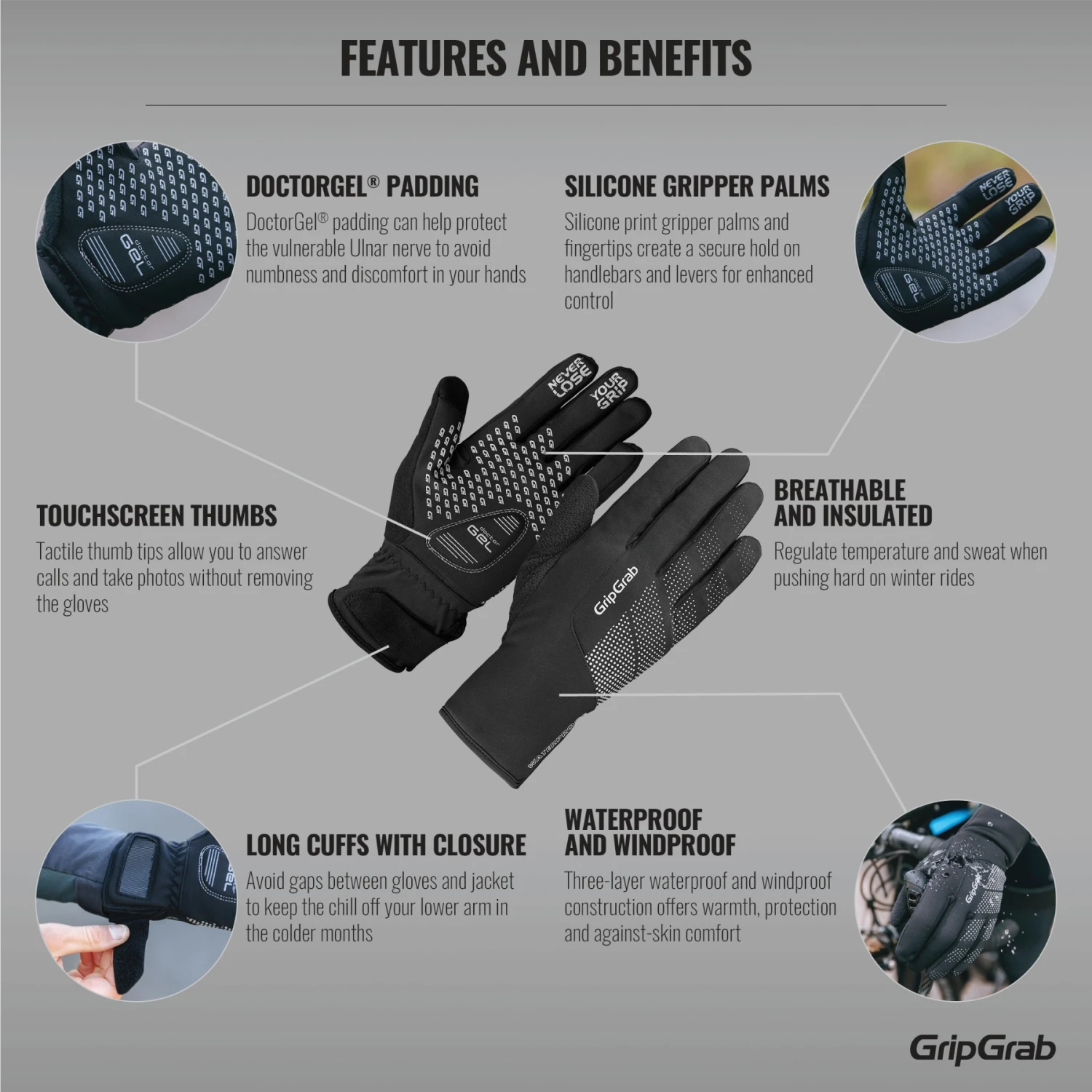 GripGrab Ride Wasserdichter Winter Handschuhe - Black 5 GripGrab Ride Wasserdichter Winter Handschuhe - Black – Bild 3
