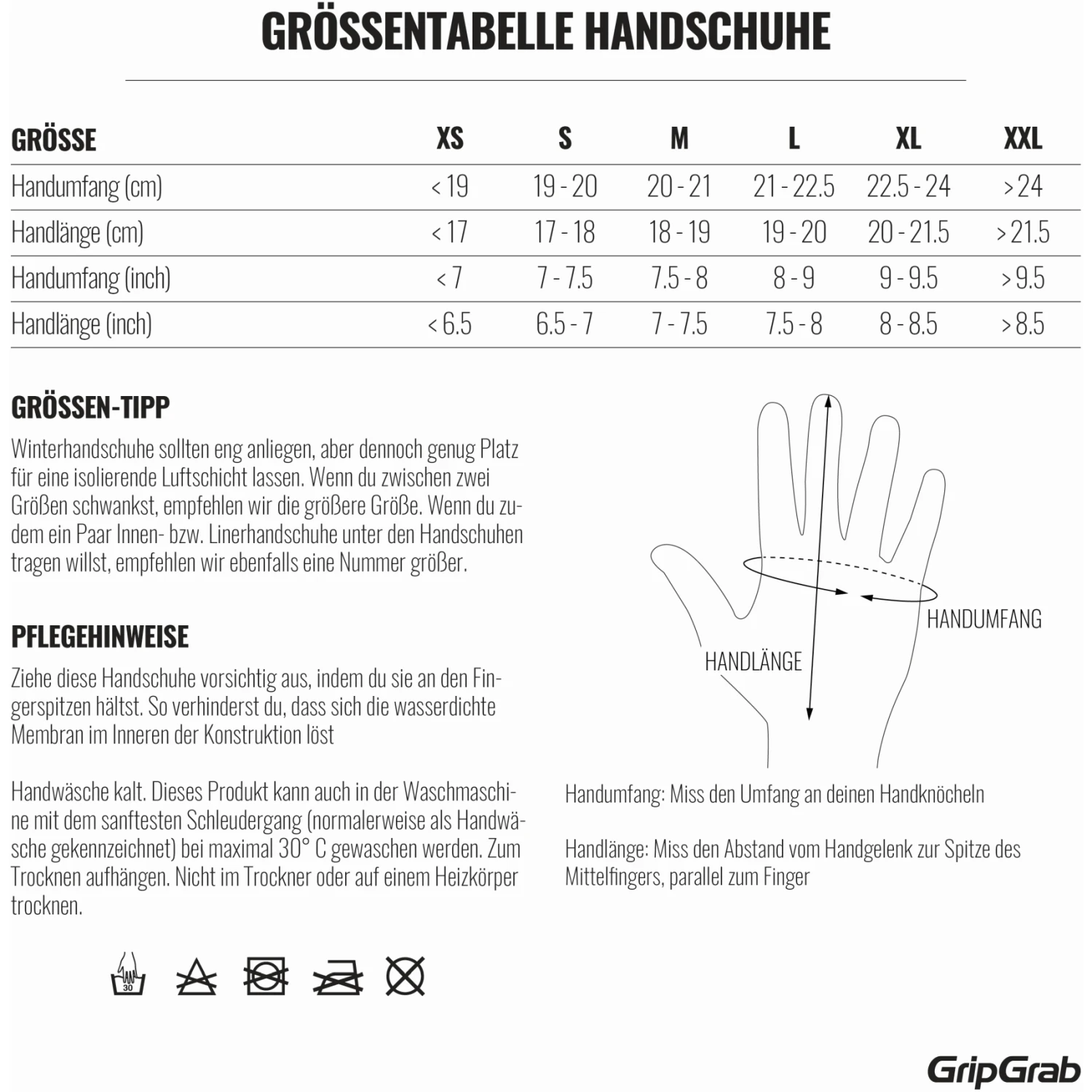GripGrab Ride Wasserdichter Winter Handschuhe - Black 18 GripGrab Ride Wasserdichter Winter Handschuhe - Black – Bild 16