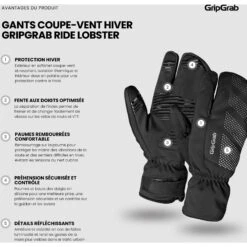 GripGrab Ride Winddichte Deep Winter Lobster Handschuhe - Schwarz -Gripgrab gripgrab ride windproof deep winter lobster gloves black 2 1275605