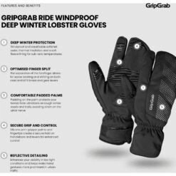 GripGrab Ride Winddichte Deep Winter Lobster Handschuhe - Schwarz -Gripgrab gripgrab ride windproof deep winter lobster gloves black 21 1275609