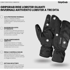 GripGrab Ride Winddichte Deep Winter Lobster Handschuhe - Schwarz -Gripgrab gripgrab ride windproof deep winter lobster gloves black 3 1275606