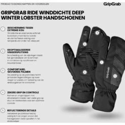 GripGrab Ride Winddichte Deep Winter Lobster Handschuhe - Schwarz -Gripgrab gripgrab ride windproof deep winter lobster gloves black 4 1275607