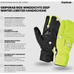 GripGrab Ride Winddichte Deep Winter Lobster Handschuhe - Yellow Hi-vis -Gripgrab gripgrab ride windproof deep winter lobster gloves yellow hi vis 7 1275621