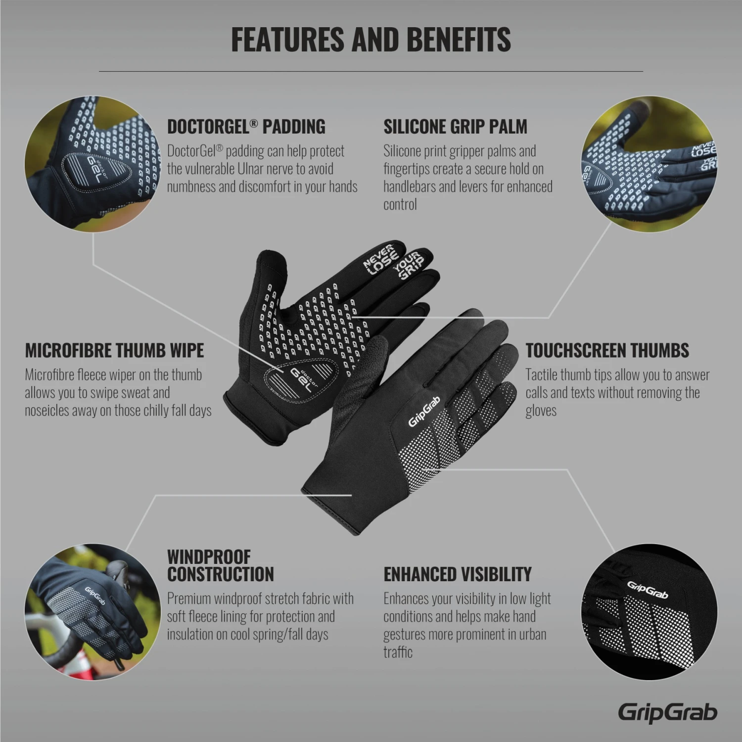 GripGrab Ride Winddichte Übergangshandschuhe - Black 5 GripGrab Ride Winddichte Übergangshandschuhe - Black – Bild 3