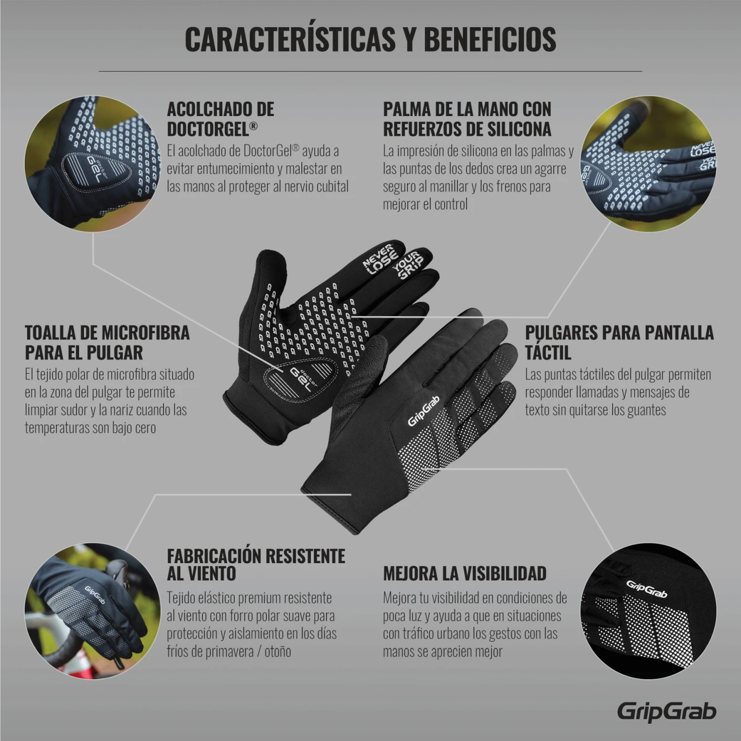 GripGrab Ride Winddichte Übergangshandschuhe - Black 7 GripGrab Ride Winddichte Übergangshandschuhe - Black – Bild 5