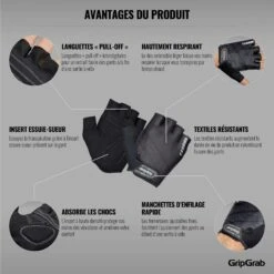 GripGrab Rouleur Gepolsterter Kurzfinger Handschuhe - Black -Gripgrab gripgrab rouleur padded short finger gloves black 19 1201128