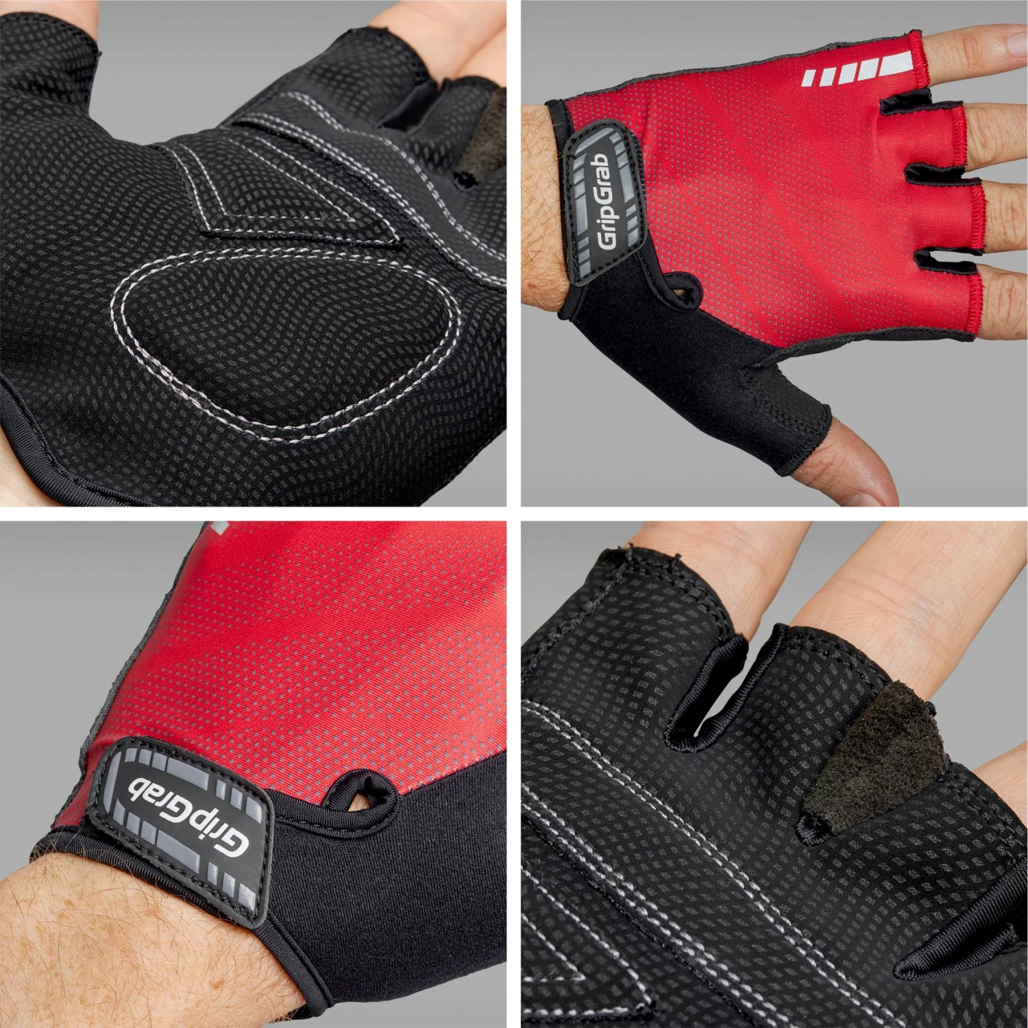 GripGrab Rouleur Gepolsterter Kurzfinger Handschuhe - Red 4 GripGrab Rouleur Gepolsterter Kurzfinger Handschuhe - Red – Bild 2