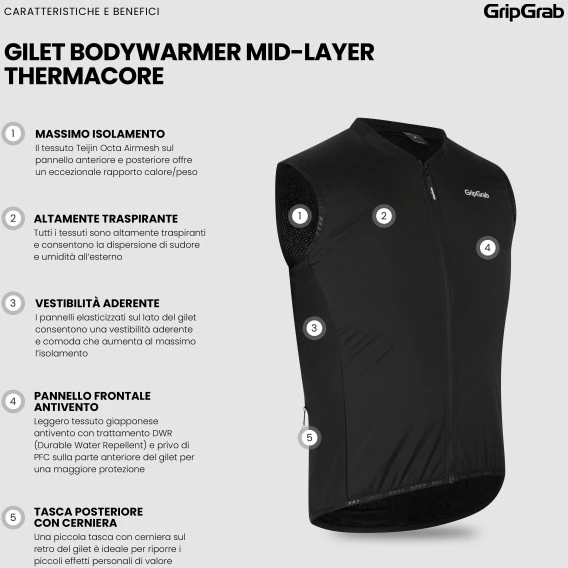 GripGrab ThermaCore Bodywarmer Mid-Layer Weste - Schwarz 15 GripGrab ThermaCore Bodywarmer Mid-Layer Weste - Schwarz – Bild 13