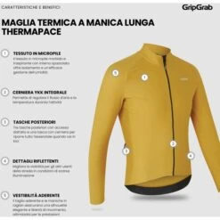 GripGrab ThermaPace Thermo Langarmtrikot - Mustard Yellow -Gripgrab gripgrab thermapace thermal long sleeve jersey mustard yellow 11 1558313