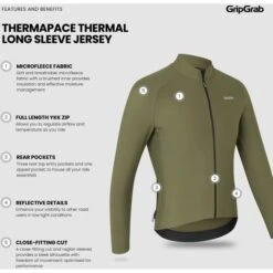 GripGrab ThermaPace Thermo Langarmtrikot - Olive Green 22 GripGrab ThermaPace Thermo Langarmtrikot - Olive Green -Gripgrab gripgrab thermapace thermal long sleeve jersey olive green 13 1558357