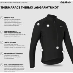 GripGrab ThermaPace Thermo Langarmtrikot - Schwarz -Gripgrab gripgrab thermapace thermal long sleeve jersey olive green 4 1558402