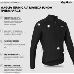 GripGrab ThermaPace Thermo Langarmtrikot - Schwarz -Gripgrab gripgrab thermapace thermal long sleeve jersey olive green 5 1558403