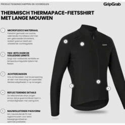 GripGrab ThermaPace Thermo Langarmtrikot - Schwarz -Gripgrab gripgrab thermapace thermal long sleeve jersey olive green 7 1558404