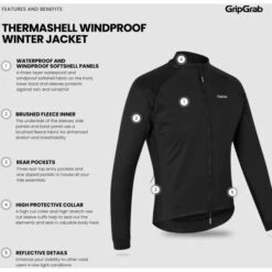 GripGrab ThermaShell Winddichte Winter Fahrradjacke - Black -Gripgrab gripgrab thermashell windproof winter jacket black 13 1558893