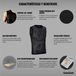GripGrab Ultralight Mesh Unterhemd Ärmellos - Black -Gripgrab gripgrab ultralight sleeveless mesh baselayer black 21 1201950