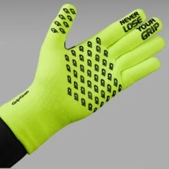 GripGrab Wasserdichter Thermal Strickhandschuh - Yellow Hi-Vis -Gripgrab gripgrab waterproof knitted thermal glove yellow hi vis 4 1080139