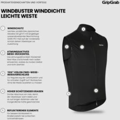 GripGrab WindBuster Winddichte Leichte Weste - Schwarz -Gripgrab gripgrab windbuster windproof lightweight vest black 1 1559453