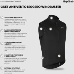 GripGrab WindBuster Winddichte Leichte Weste - Schwarz -Gripgrab gripgrab windbuster windproof lightweight vest black 13 1559456