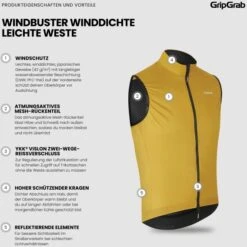 GripGrab WindBuster Winddichte Leichte Weste - Mustard Yellow -Gripgrab gripgrab windbuster windproof lightweight vest mustard yellow 12 1559061