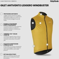 GripGrab WindBuster Winddichte Leichte Weste - Mustard Yellow -Gripgrab gripgrab windbuster windproof lightweight vest mustard yellow 6 1559058