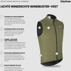 GripGrab WindBuster Winddichte Leichte Weste - Olive Green -Gripgrab gripgrab windbuster windproof lightweight vest olive green 10 1559394