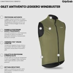 GripGrab WindBuster Winddichte Leichte Weste - Olive Green -Gripgrab gripgrab windbuster windproof lightweight vest olive green 11 1559395