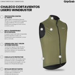 GripGrab WindBuster Winddichte Leichte Weste - Olive Green -Gripgrab gripgrab windbuster windproof lightweight vest olive green 13 1559397