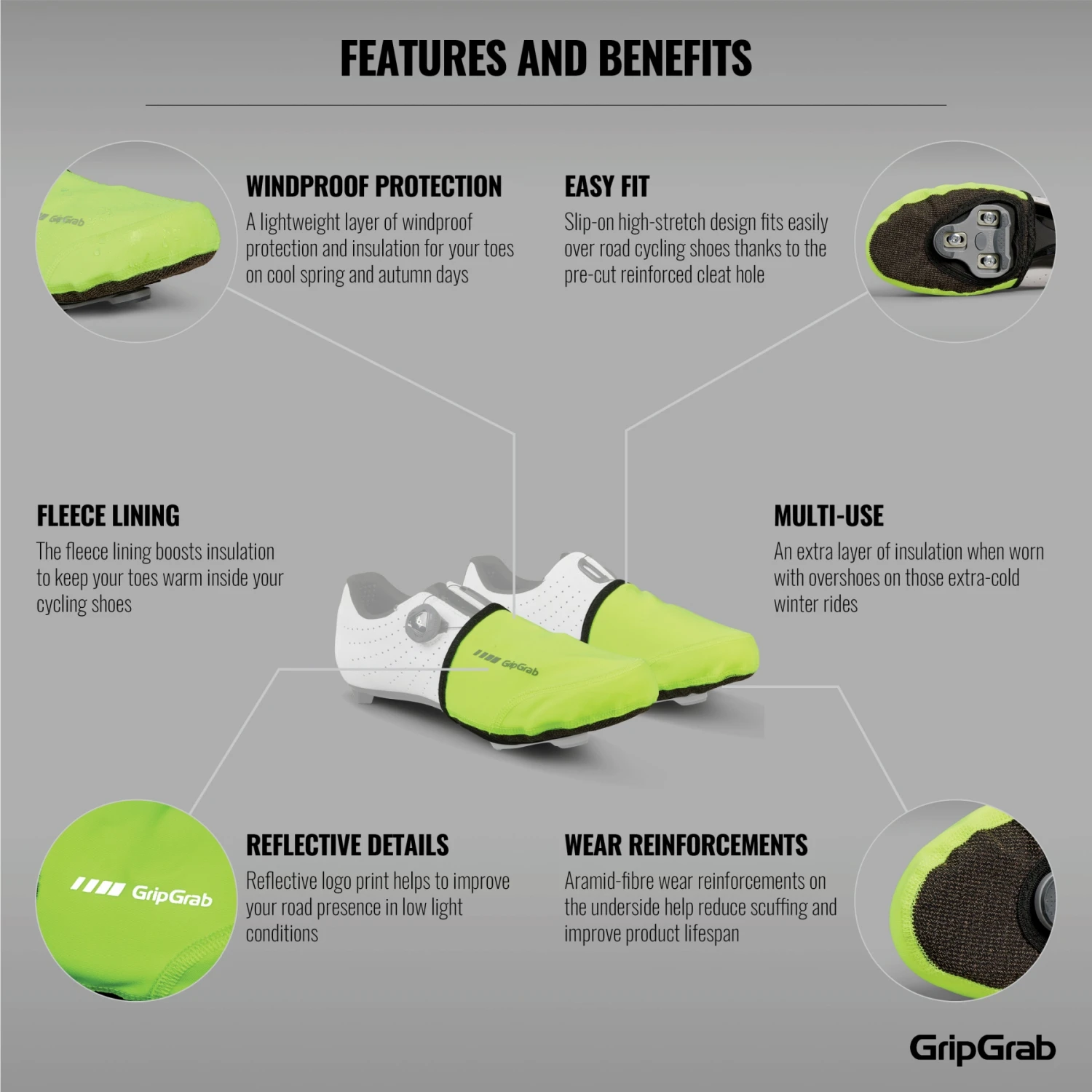 GripGrab Winddichter Hi-Vis Zehen Überschuhe - Yellow Hi-Vis 10 GripGrab Winddichter Hi-Vis Zehen Überschuhe - Yellow Hi-Vis – Bild 8