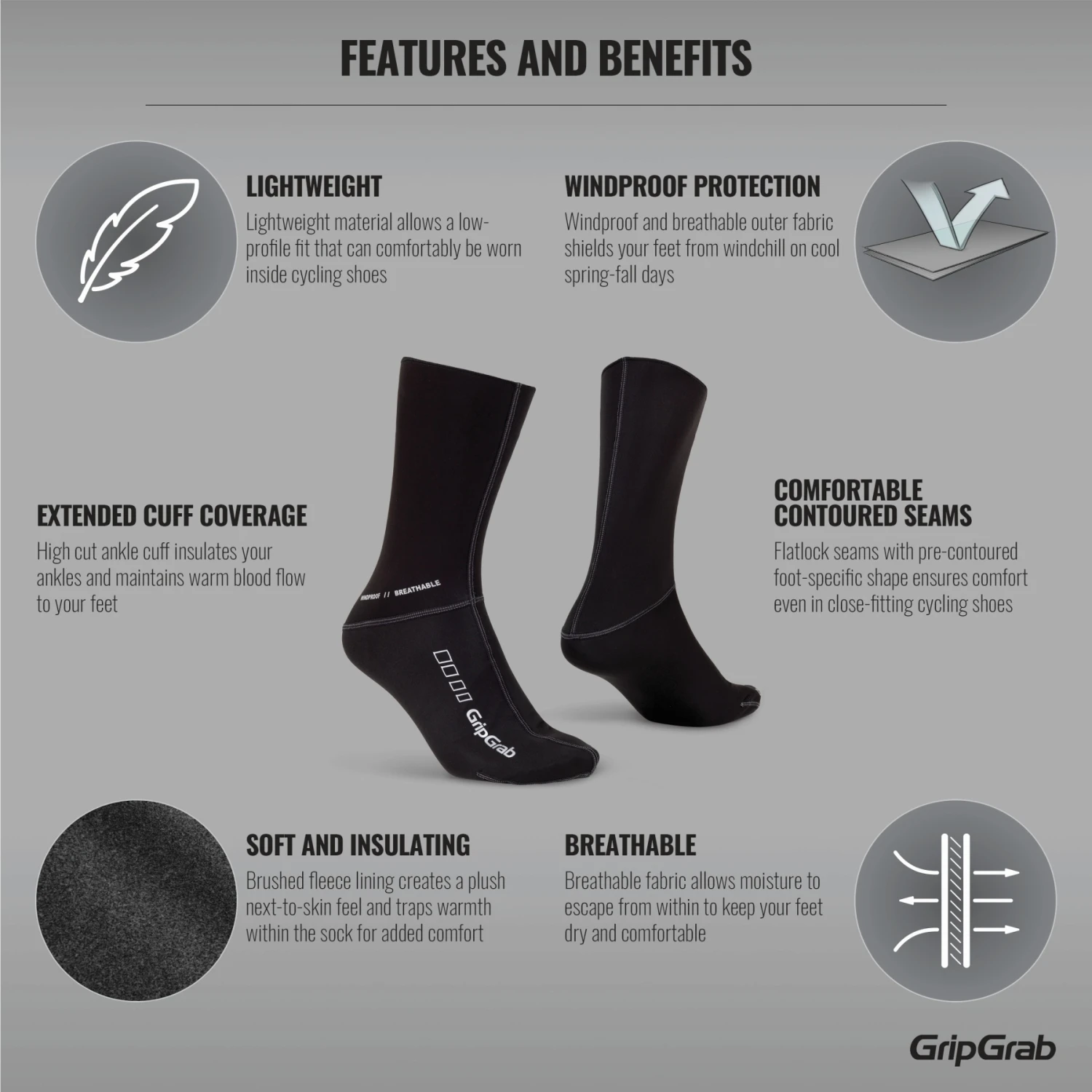 GripGrab Winddichte Socken - Black 4 GripGrab Winddichte Socken - Black – Bild 2