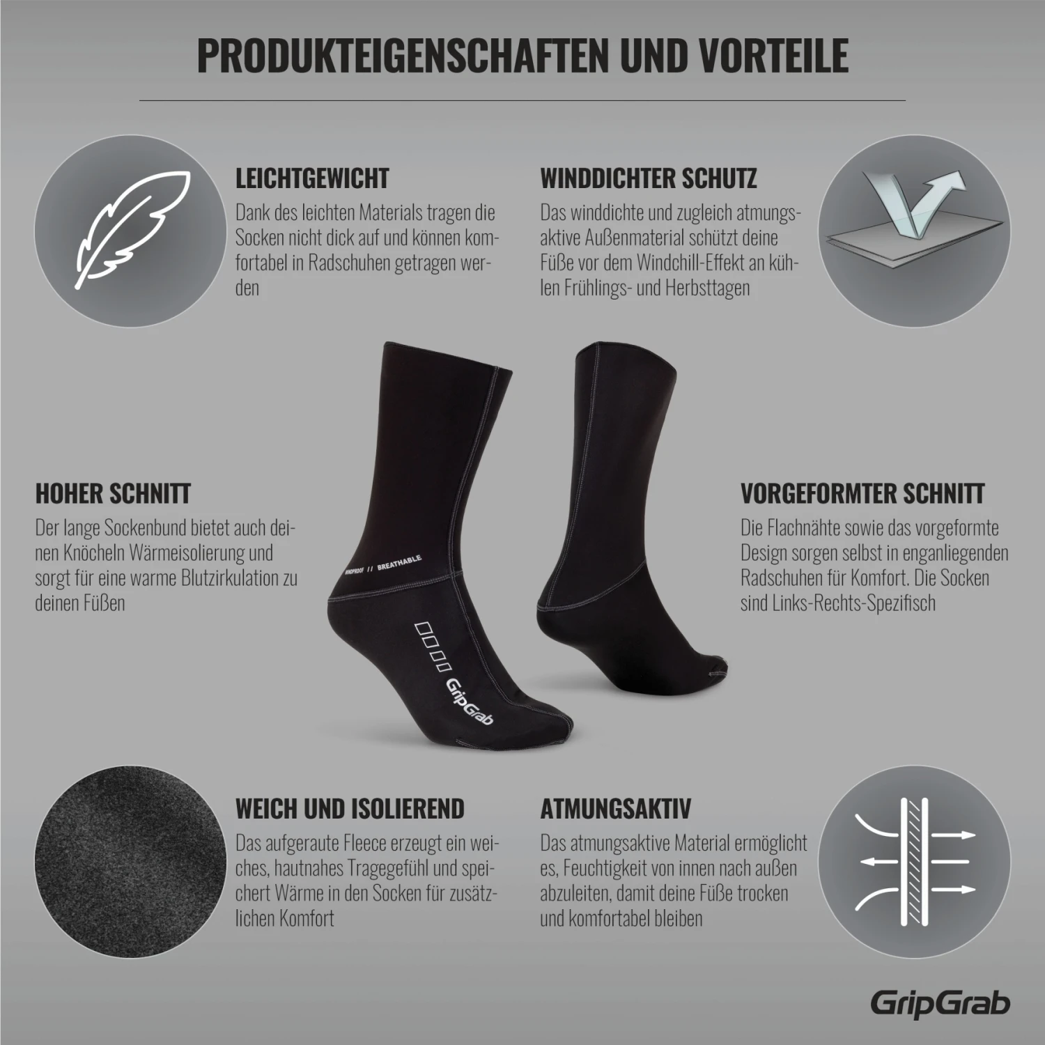 GripGrab Winddichte Socken - Black 5 GripGrab Winddichte Socken - Black – Bild 3