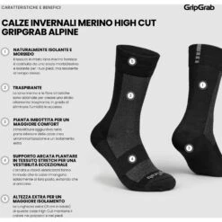 GripGrab Alpine Merino High Cut Winter Fahrradsocken - Schwarz -Gripgrab gripgrab winter merino high cut socks black 6 1283972