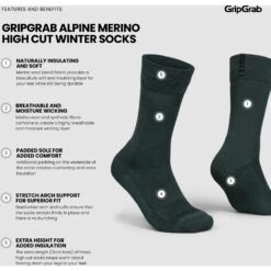 GripGrab Alpine Merino High Cut Winter Fahrradsocken - Grün -Gripgrab gripgrab winter merino high cut socks green 15 1283954