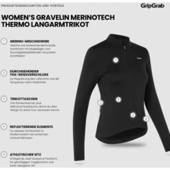 GripGrab Damen Gravelin Merinotech Thermo Langarmtrikot - Schwarz 30 GripGrab Damen Gravelin Merinotech Thermo Langarmtrikot - Schwarz -Gripgrab gripgrab womens gravelin merinotech thermal long sleeve jersey black 1 1558020