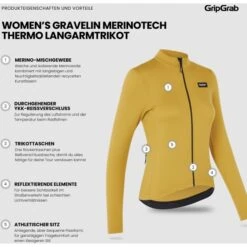 GripGrab Damen Gravelin Merinotech Thermo Langarmtrikot - Mustard Yellow 30 GripGrab Damen Gravelin Merinotech Thermo Langarmtrikot - Mustard Yellow -Gripgrab gripgrab womens gravelin merinotech thermal long sleeve jersey mustard yellow2 1557970