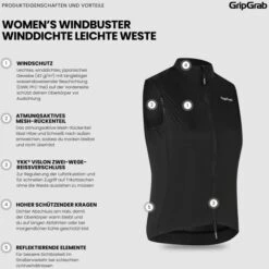 GripGrab Damen WindBuster Winddichte Leichte Weste - Schwarz 29 GripGrab Damen WindBuster Winddichte Leichte Weste - Schwarz -Gripgrab gripgrab womens windbuster windproof lightweight vest black 17 1558184