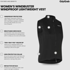 GripGrab Damen WindBuster Winddichte Leichte Weste - Schwarz 30 GripGrab Damen WindBuster Winddichte Leichte Weste - Schwarz -Gripgrab gripgrab womens windbuster windproof lightweight vest black 5 1558182