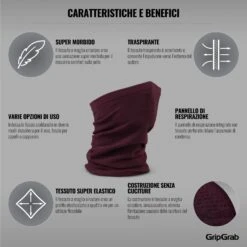 GripGrab Freedom Warp Knitted Seamless Multifunktions Halstuch - Dark Red -Gripgrab stance quick dip crew socks multi 1 1198399